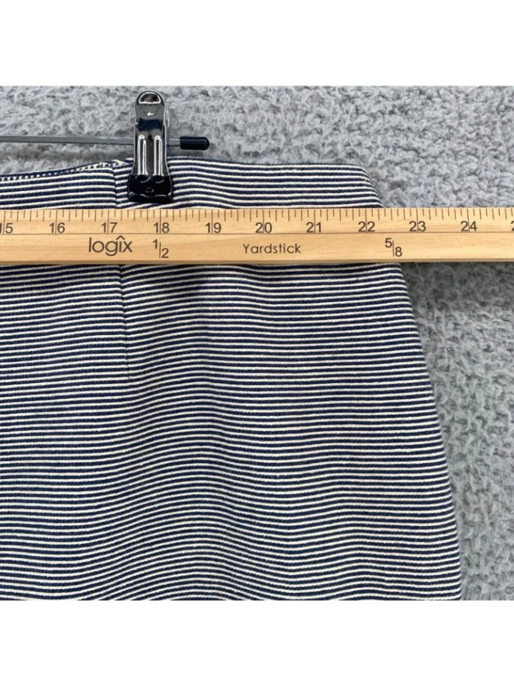 Talbots Skirt Womens 24W Plus Blue Striped Knee Length Pencil Straight Office